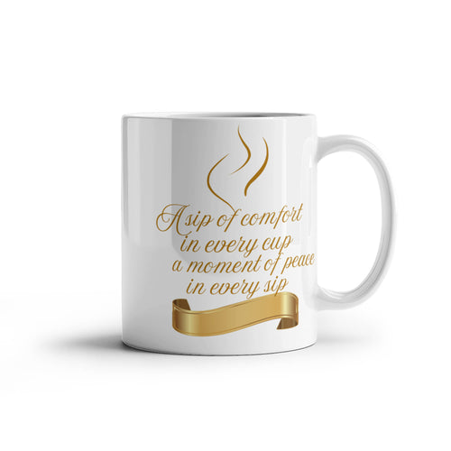 White and  Gold Ceramic Mug