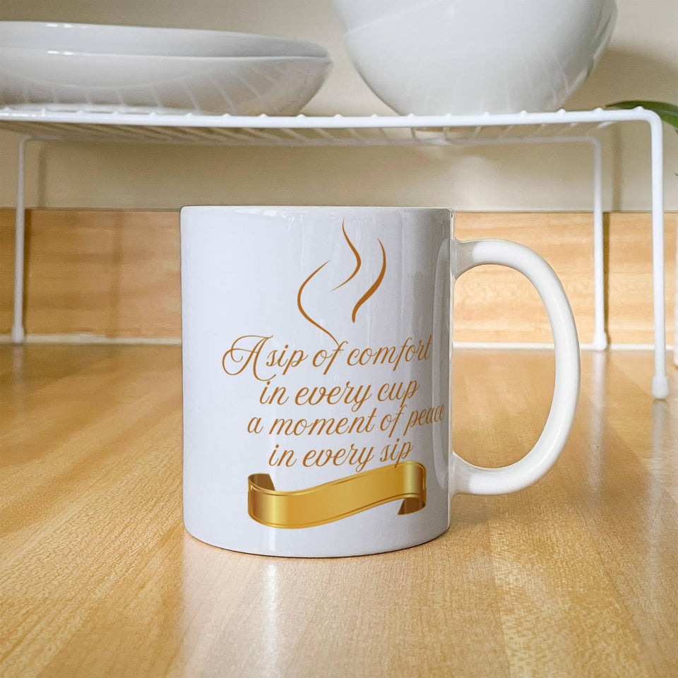 White and  Gold Ceramic Mug