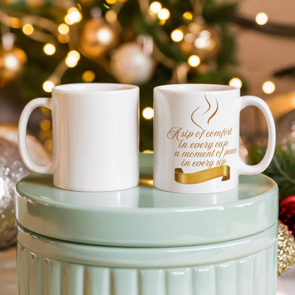 White and  Gold Ceramic Mug