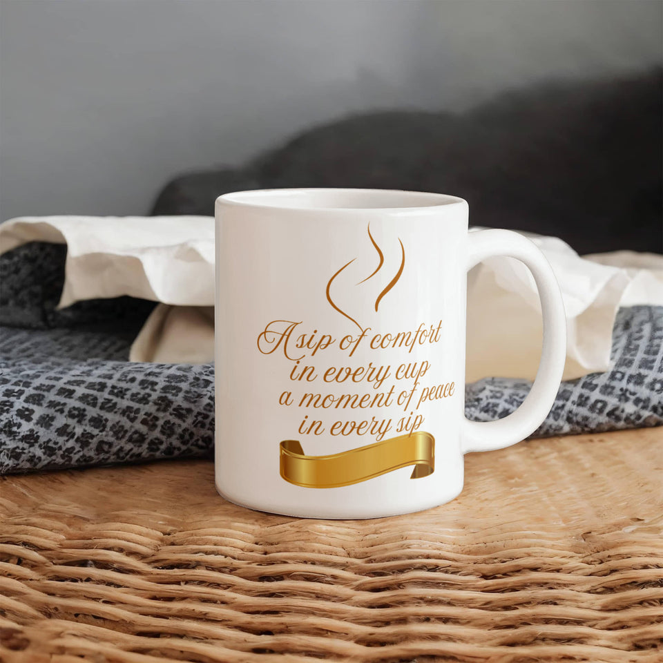 White and  Gold Ceramic Mug