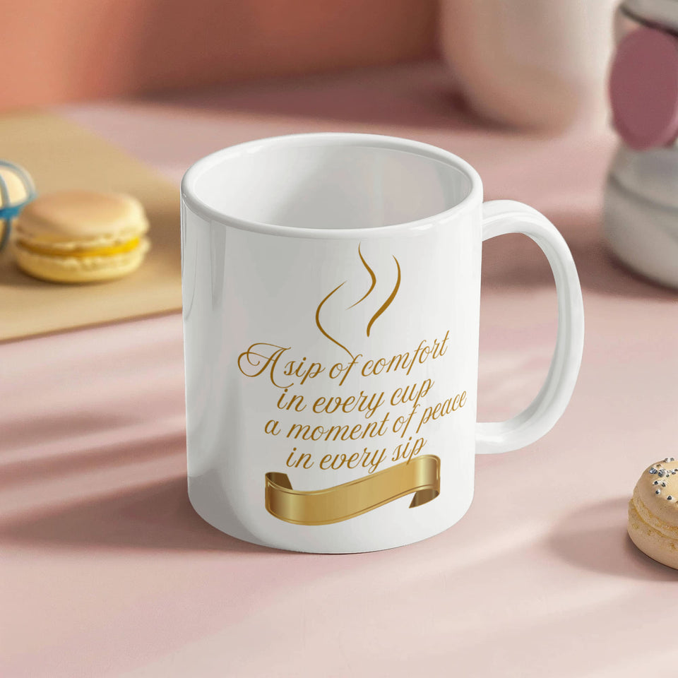 White and  Gold Ceramic Mug