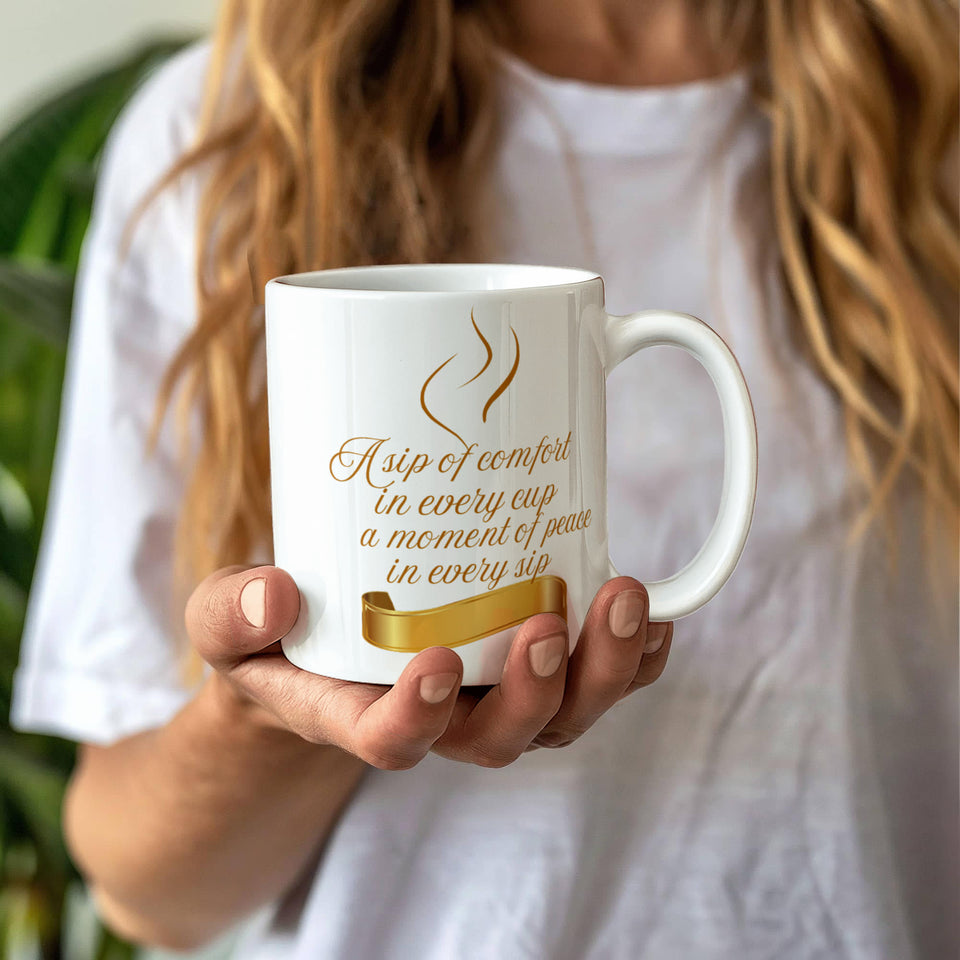 White and  Gold Ceramic Mug
