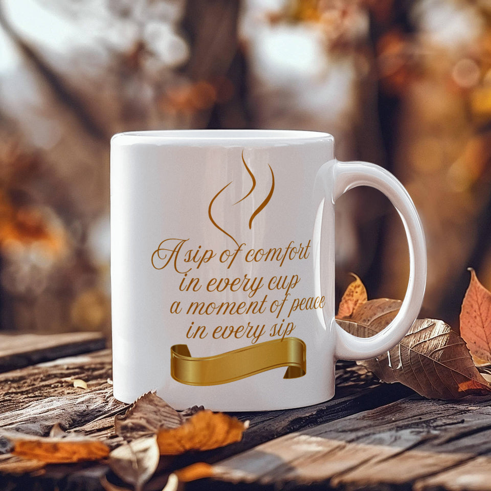 White and  Gold Ceramic Mug